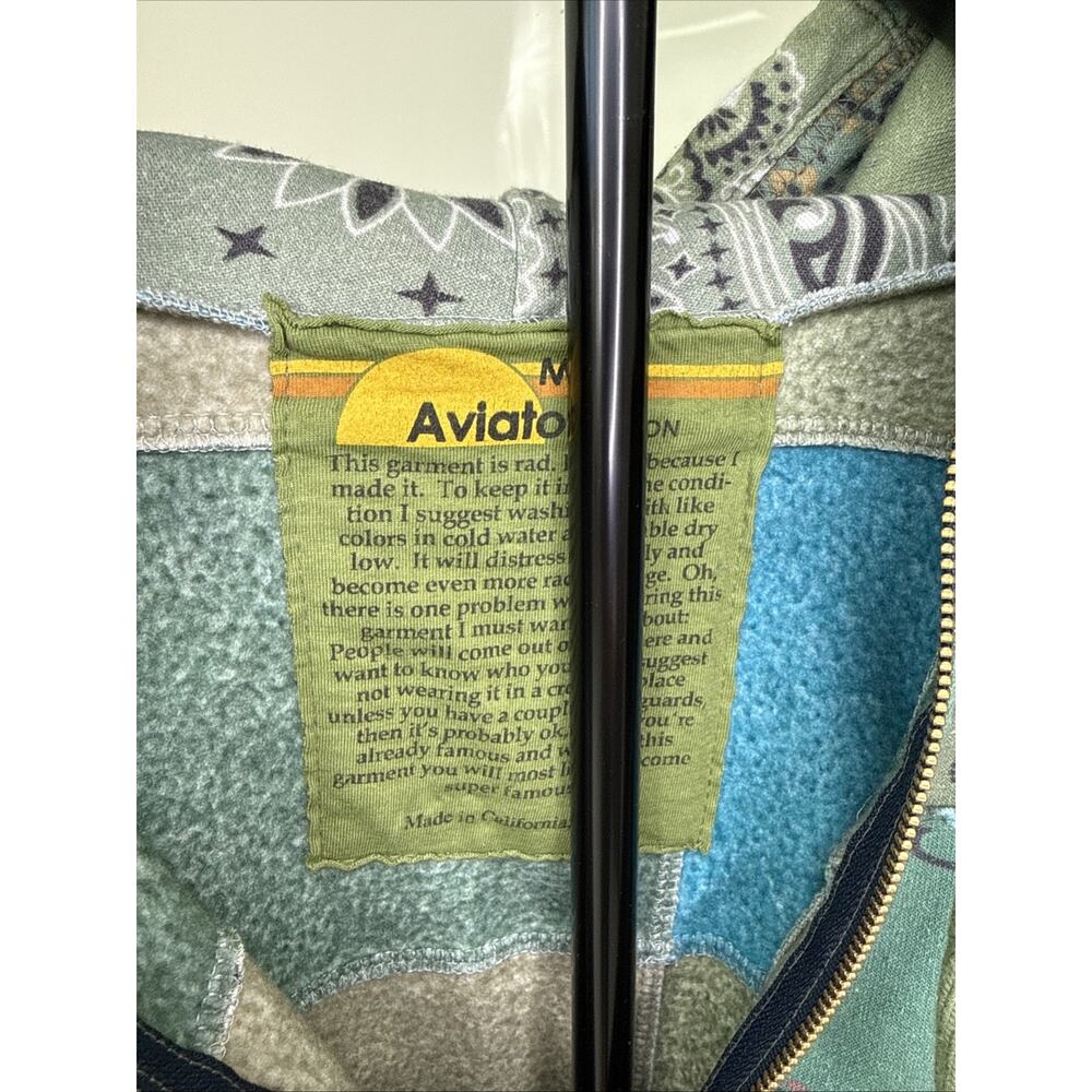 AVIATOR NATION-BANDANA QUILTED Relaxed ZIip Hoodie-Blue-Unisex Medium-Washed 1 x - Picture 8 of 14